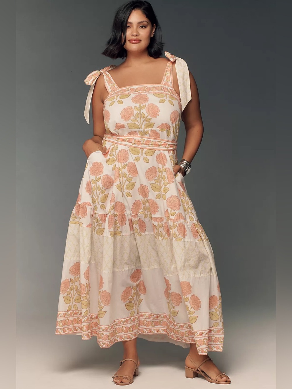 NWT Sue Sartor Anthropologie Block Print Tie-Shoulder Sundress— Size 3X